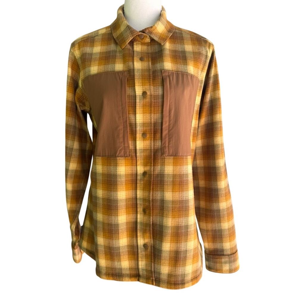 Simms Womens Guide Flannel Shirt Medium NWOT Plaid Kennebec Plaid: Sandbar